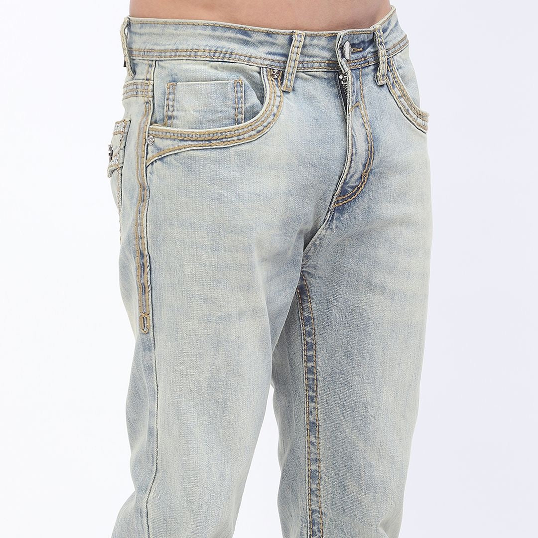 Men's Stone Wash Flarred Stacked Denim